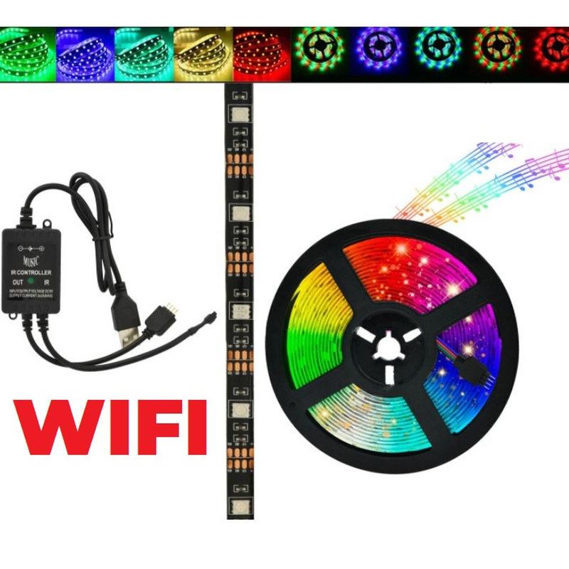 Светодиодная лента smd 5050 rgb led 5 м ip65 с bluetooth wifi контролем ...