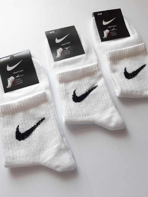 Мужские белые носки найк "nike" 41-45р. средней высоты, теннис ...