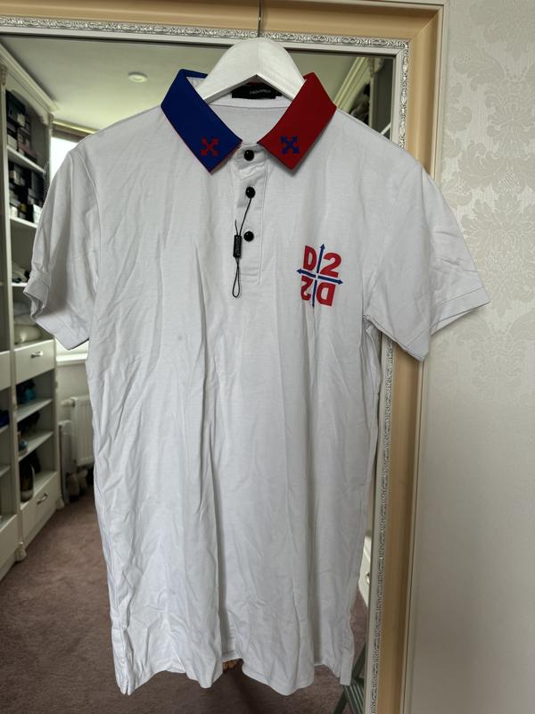 dsquared2 515 164122775 Stretchj bawe niane krotkie r kawy polo w granatowym niebiesko