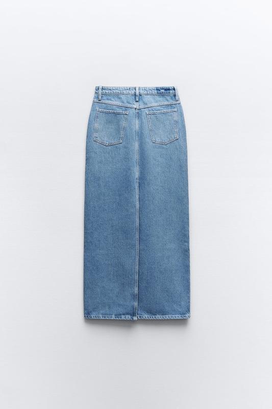 Синяя джинсовая юбка с разрезами zara z1975 голубая юбка