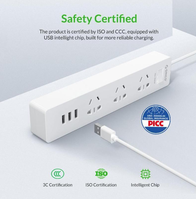 Удлинитель orico xcs-3a3u power strip 1.5 м white — цена 550 грн в ...