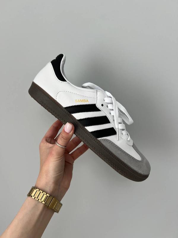 Женские кожаные кроссовки adidas samba og white black адидас самба ...