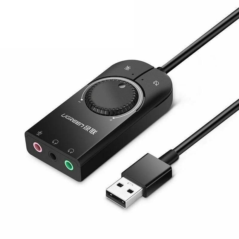 Звуковая карта ugreen usb 2.0 внешняя стерео с регулятором громкости ...