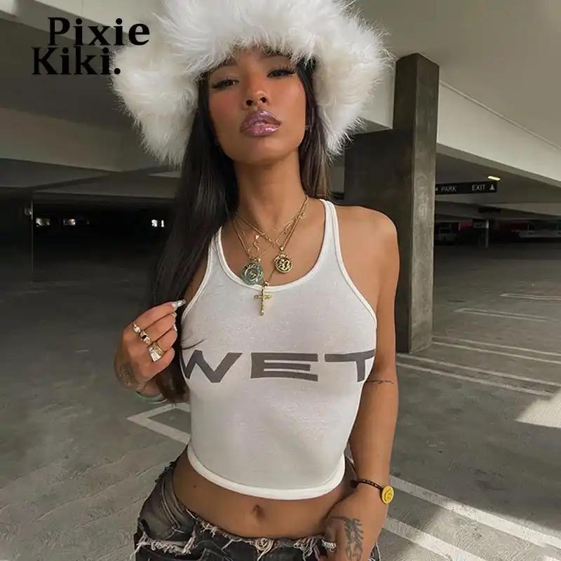 Кроп топ майка yeezy wet трендовий топик y2k опіум dollskill