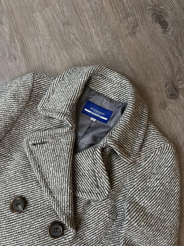 Burberry blue label tweed pea coat женское шерстяное пальто твид
