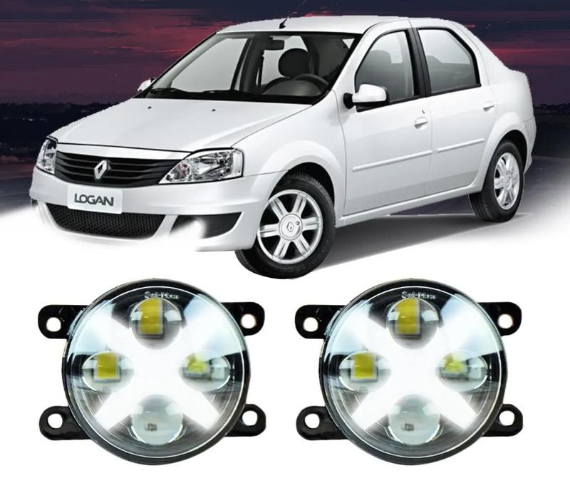 Птф renault logan фари в бампер з лінзами + габарит протитуманки led ...
