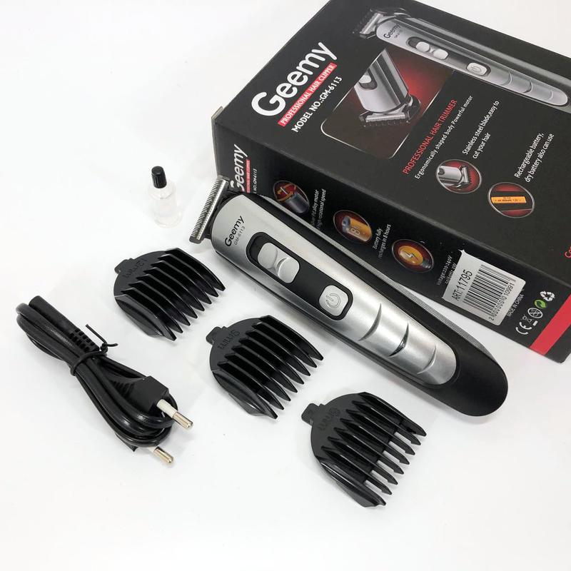 Машинка для стрижки волос gemei gm-6113 аккумуляторная. цвет: черный ...