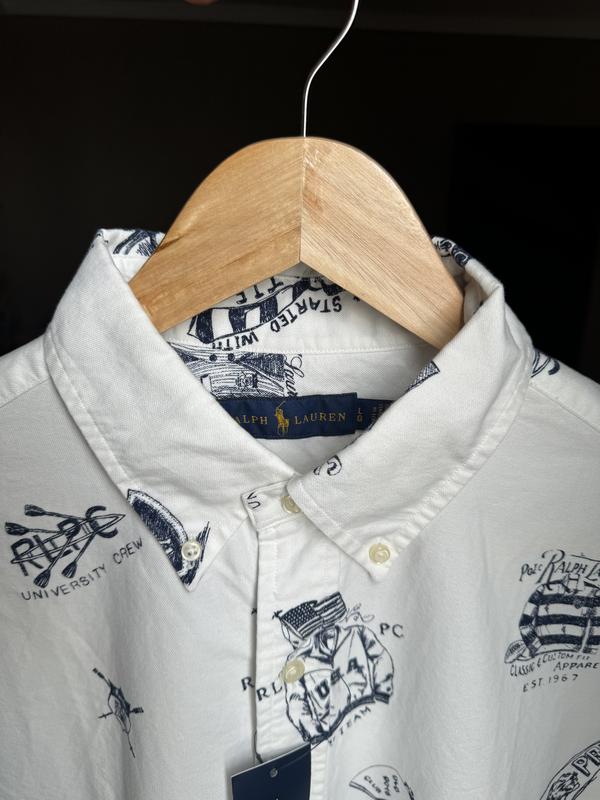 polo ralph lauren printed oxford long sleeve classic fit sport shirt white 2299 166988332