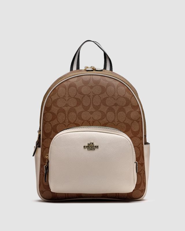 💎 coach large court backpack in signature canvas in beige/white — ціна ...