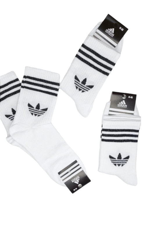 Набор 6 пар белые высокие носки "adidas" адидас 41-45р теннис ...