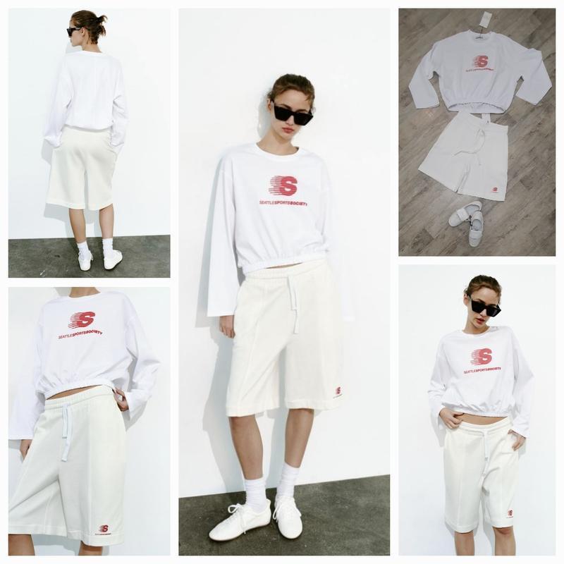 Оригинальный костюм zara в спортивном стиле. реглан и бермуды. new ...