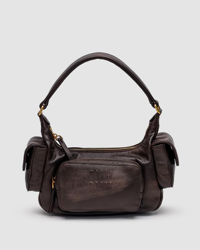 Miu Miu Matelasse Logo Chain Shoulder Bag Miu Miu Miu Delice Clutch Silber 4199 171175125