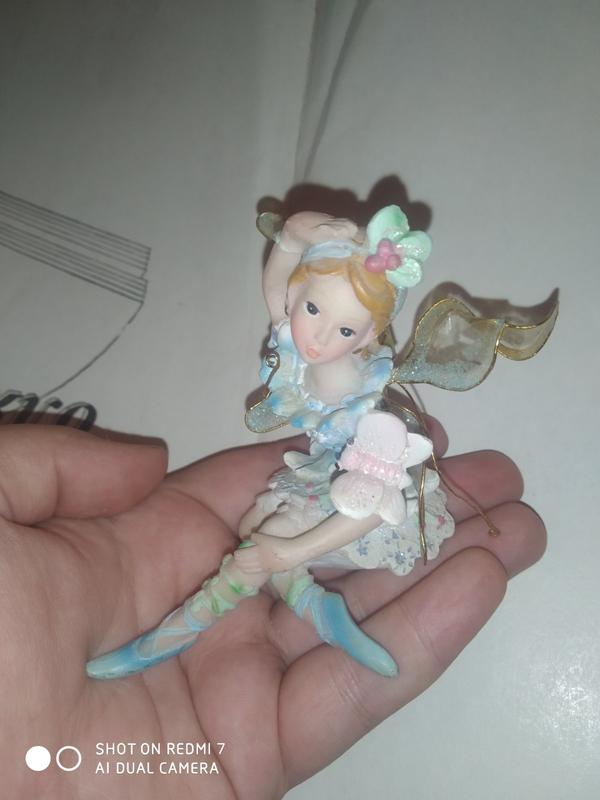 Статуэтка фея балерина маленькая девочка фигурка в голубом платье ...