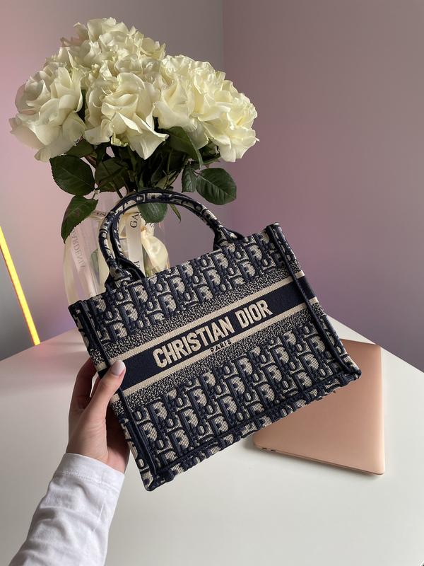 dior small book tote ecru and blue dior oblique embroidery 3510 172343390