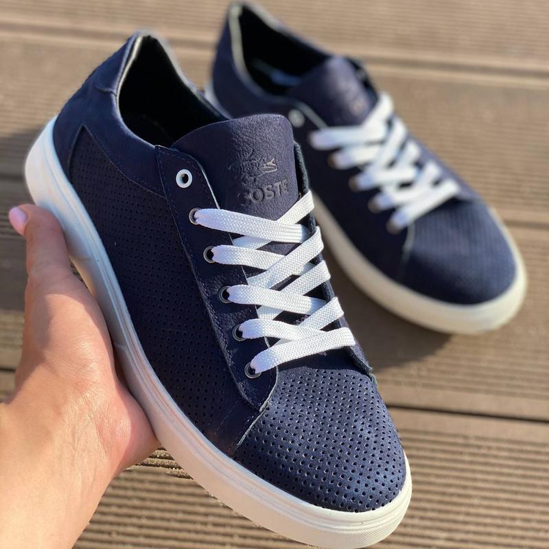Мужские кожаные, синие, стильные и качественные кеды lacoste. от 40 до ...