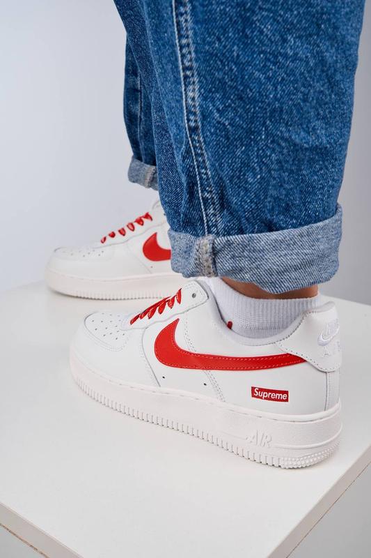 Air force 1 white white red best sale