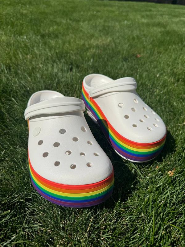 Platform crocs rainbow discount
