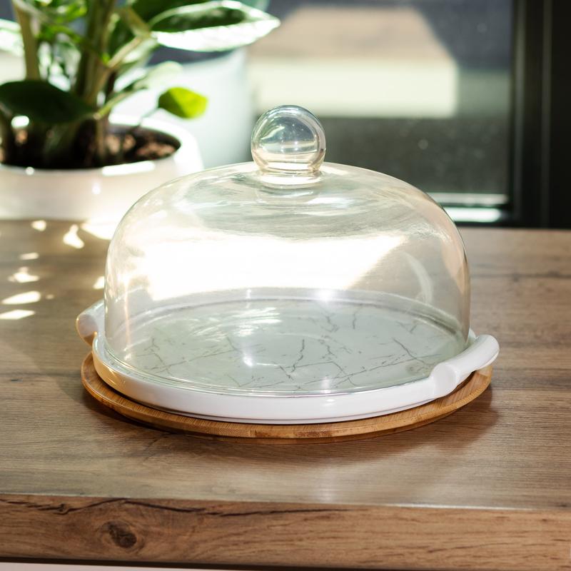 Тортовница керамическая с крышкой стекло ø 250 мм подставка для торта ...