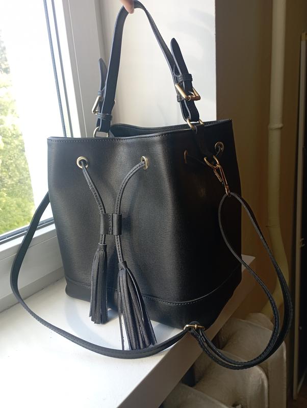 Шикарна шкіряна італійська сумка genuine leather borse in pelle відро ...