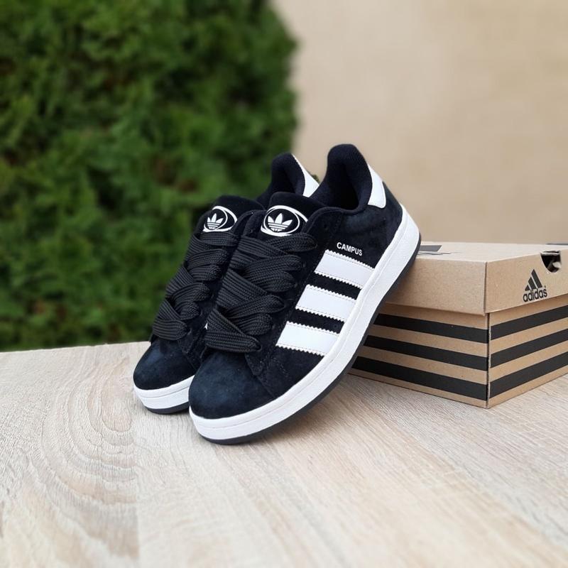 Женские кроссовки adidas campus black white адидас кампус черного с ...
