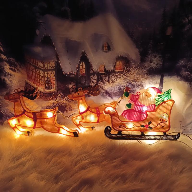 Лед підвіска 80 см сані санчата олені новорічні різдвяний санта