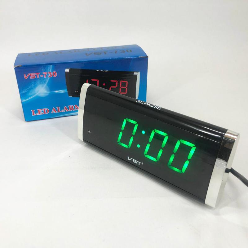 Электронные часы vst 730 green, цифровые настольные сетевые часы, led ...