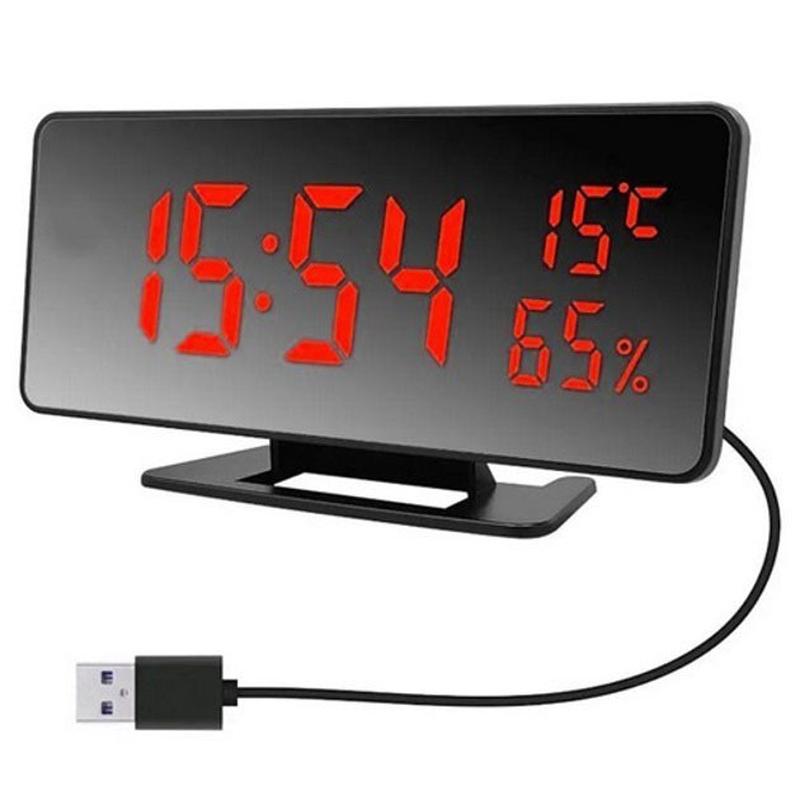 Часы настольные зеркальные vst-888y-1 usb с красным циферблатом, часы ...