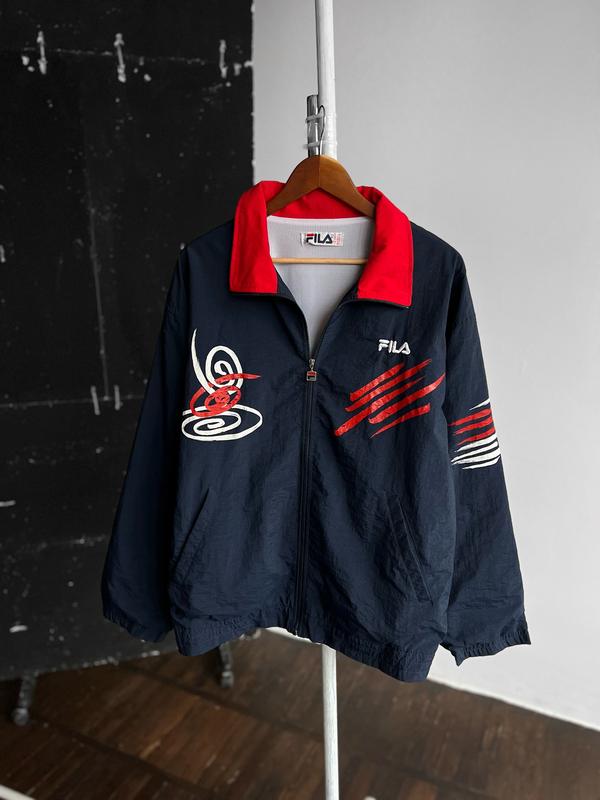 レアモデル◎90s 【香港製】FILA ZIP JKT ブルゾンvintage Fila Vintage 90's Blue White Full Zip Men's Large Jacket | eBay