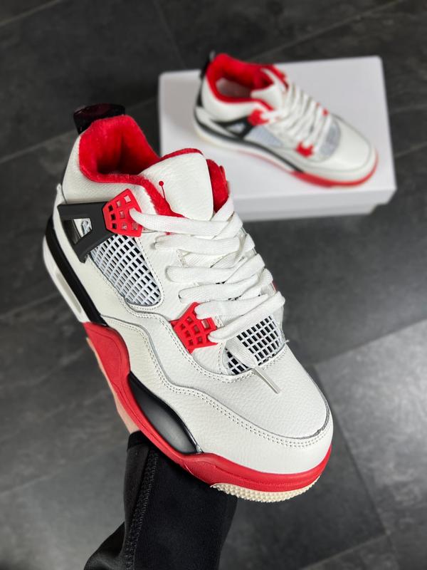 Nike air jordan retro 4 fur white/red/black — цена 2850 грн в