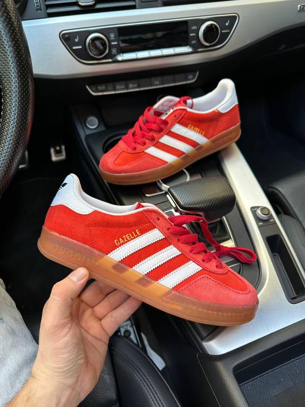 Adidas gazelle white and red hotsell