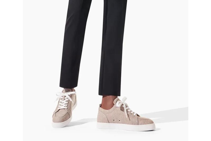 6 christian louboutin mens rantulow orlato flat beige linen low top sneaker 2650 162555280