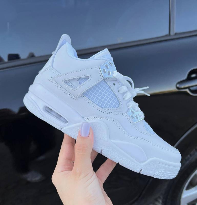 Женские кожаные кроссовки nike air jordan 4 retro high найк джорданы ...