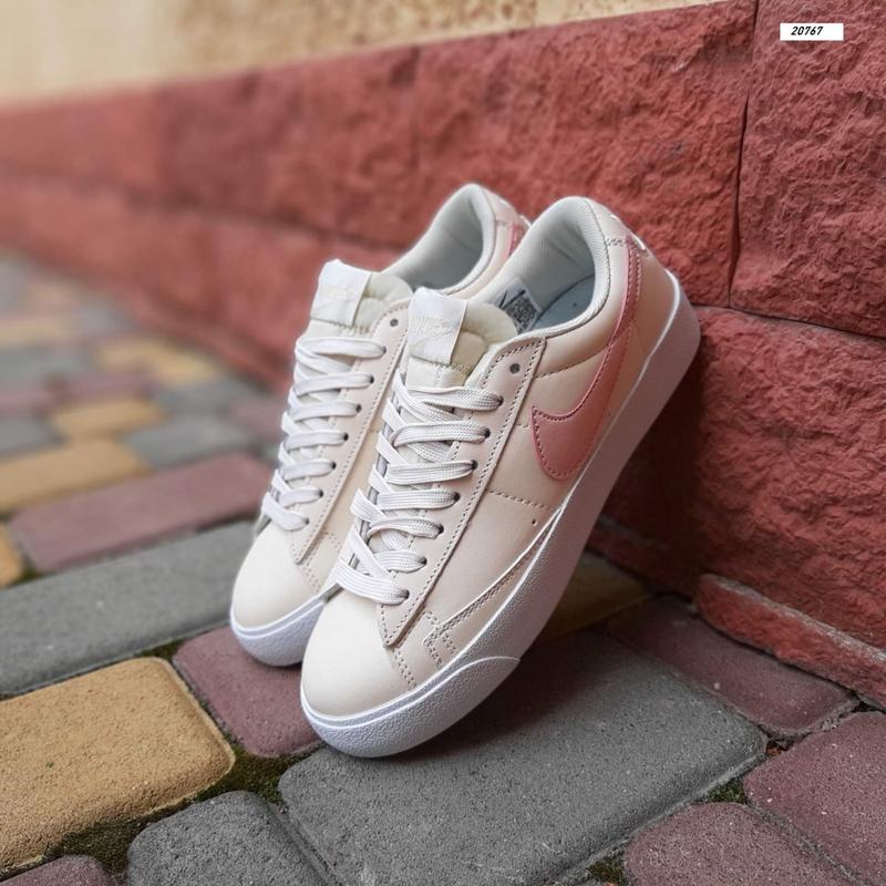 Молодежные женские бежевые кожаные кеды nike blazer low 🆕 кеды найк ...
