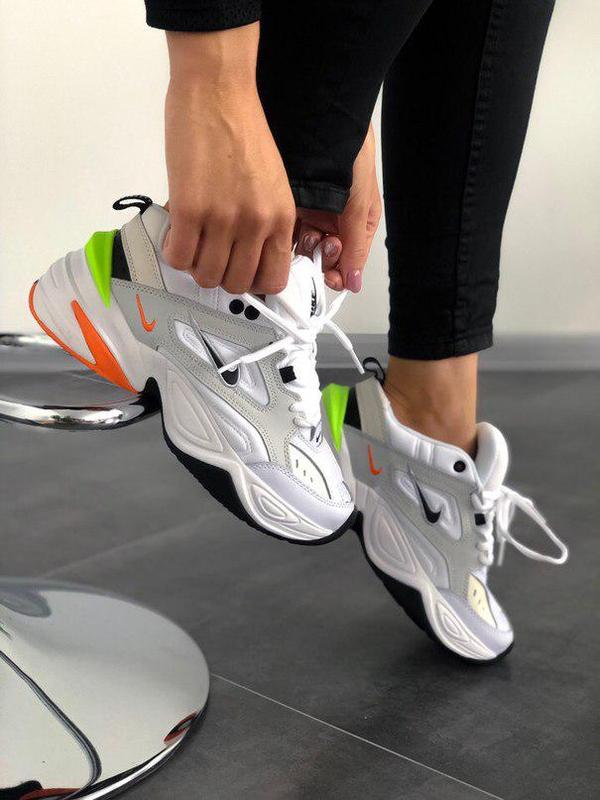 nike m2k tekno pure platinum volt orange