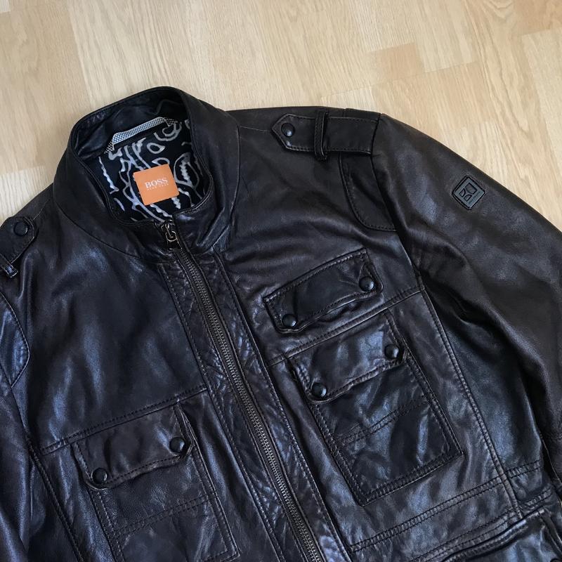 Hugo boss orange leather jacket кожаная 