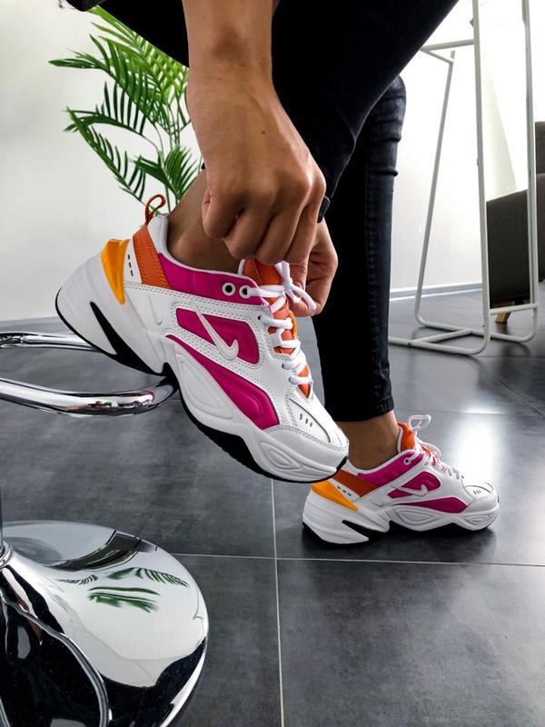 nike m2k tekno white laser fuchsia hyper crimson