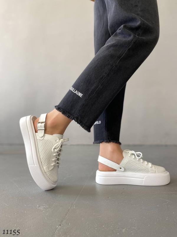 Кожаные босоножки кеды без задника из натуральной кожи кожаный ...