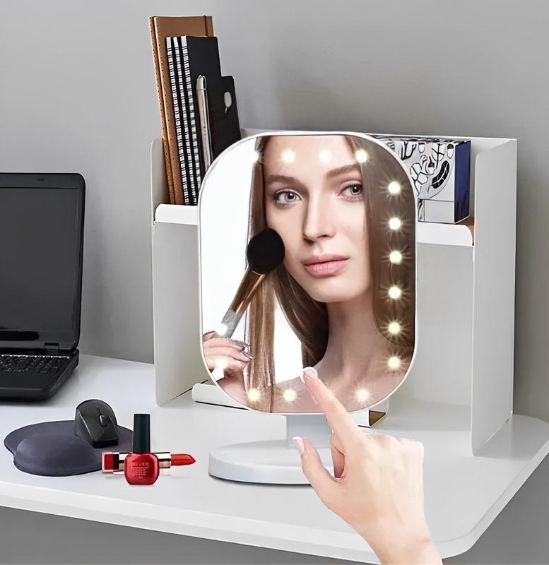 Настольное зеркало овальное  для макияжа с 20 led подсветкой cosmetie mirror, зеркало косметическое1 фото