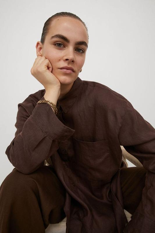 Брючный льняной премиум костюм natural linen h&m premium selection