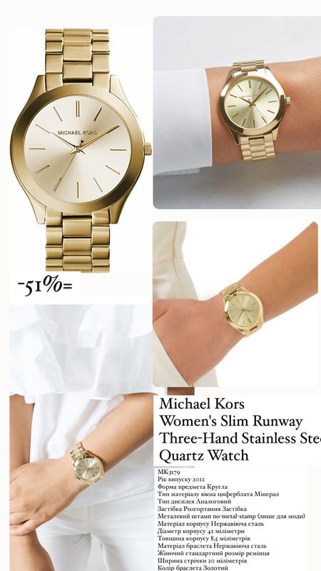 michael kors women s slim runway three hand stainless steel quartz watch 7510 122338953