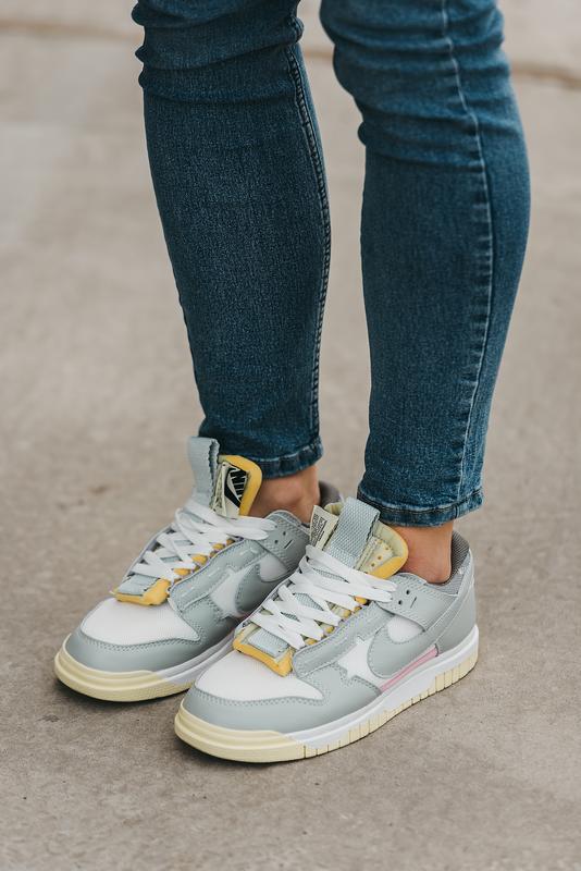 Nike air dunk jumbo жіночі круті кросівочки найки сірі білі демісезон ...