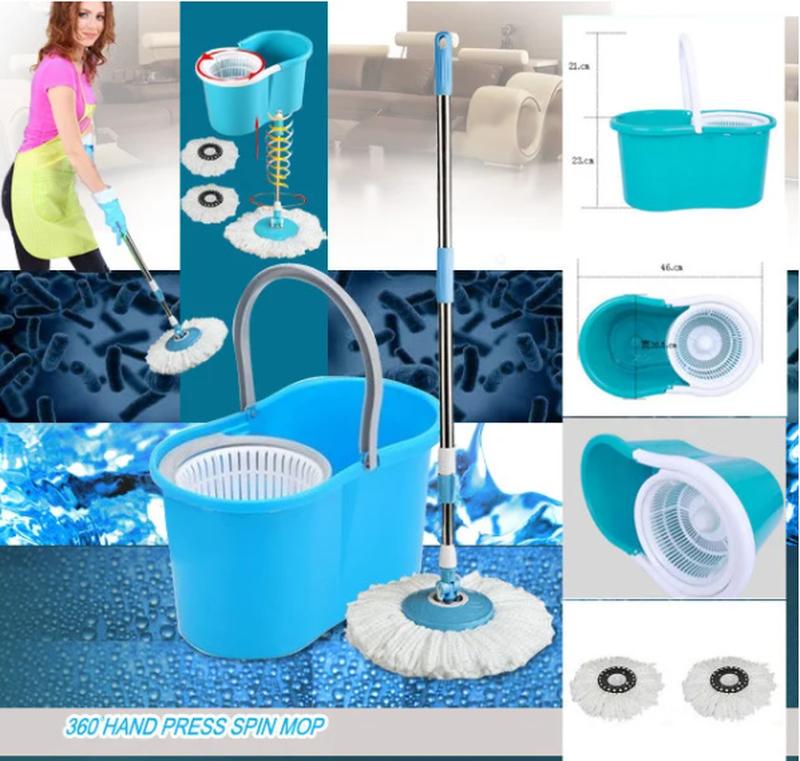 Универсальная швабра с отжимом-центрифугой и ведром easy mop “круглая ...