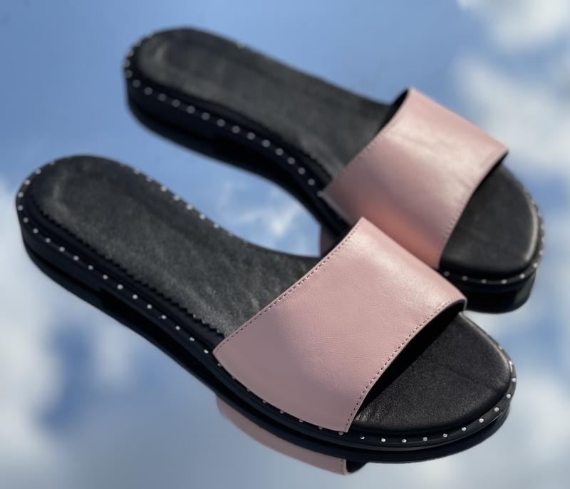 Женские шлепки пудровые розовые кожаные замшевые под заказ 36-44р все ...