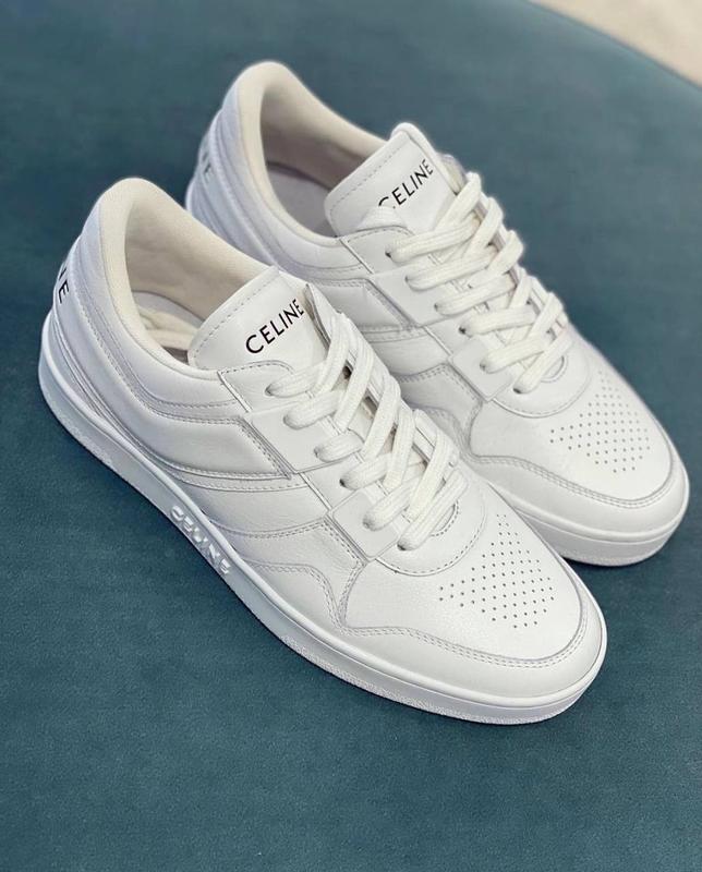 Женские белые кожаные короткие кроссовки celine ct-02 mid кеды селин на ...
