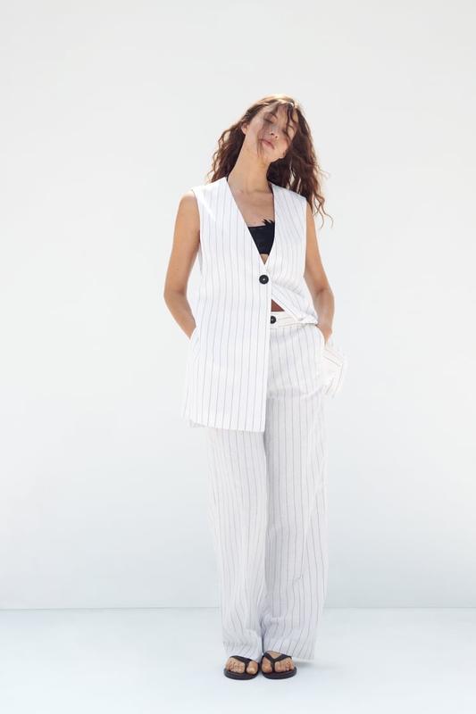 Костюм женский белый костюм в полоску лен zara new — цена 4100 грн в ...