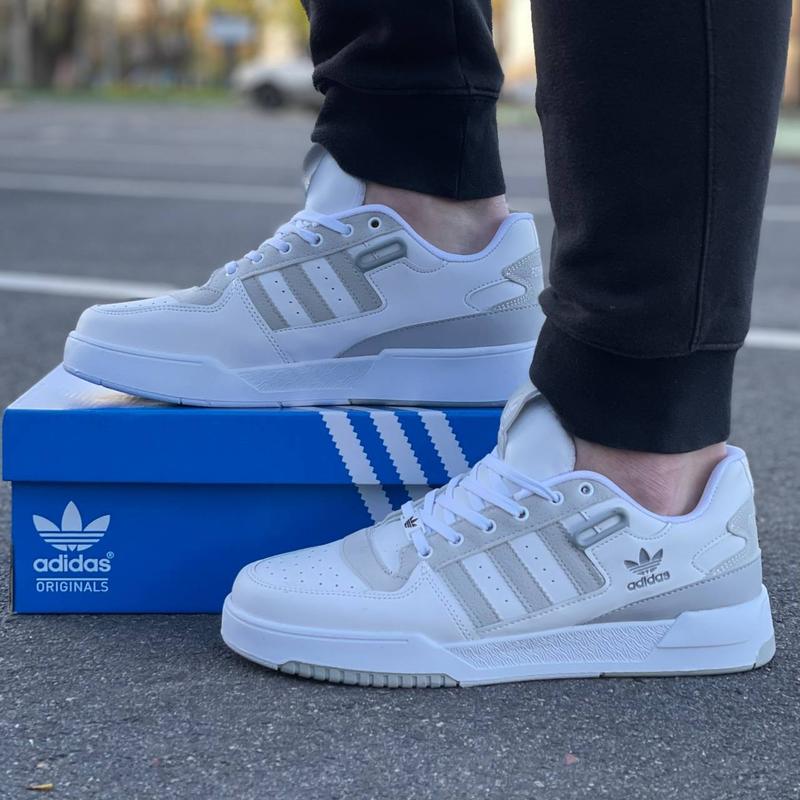 Мужские кроссовки adidas forum low white grey адидас форум рядлые белые ...