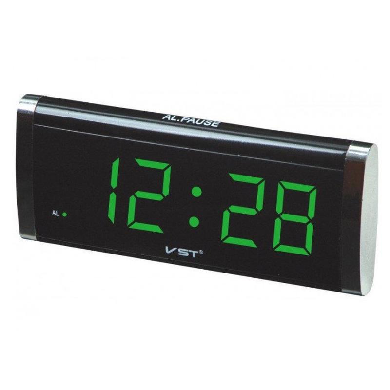 Электронные часы vst 730 green, цифровые настольные сетевые часы, led ...