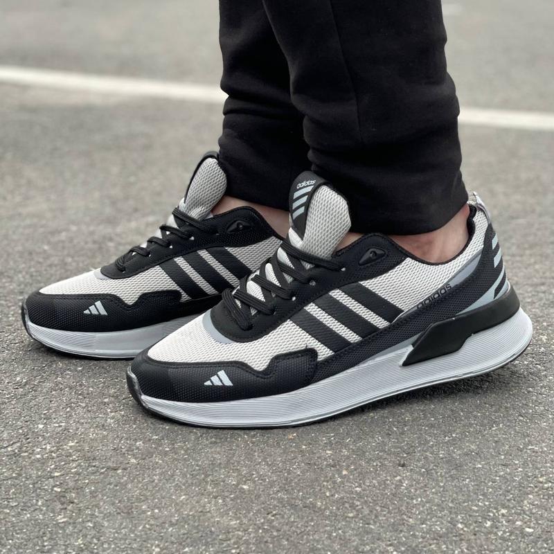 Мужские серые с черным кроссовки в сетку adidas 🆕 кроссовки адидас ...