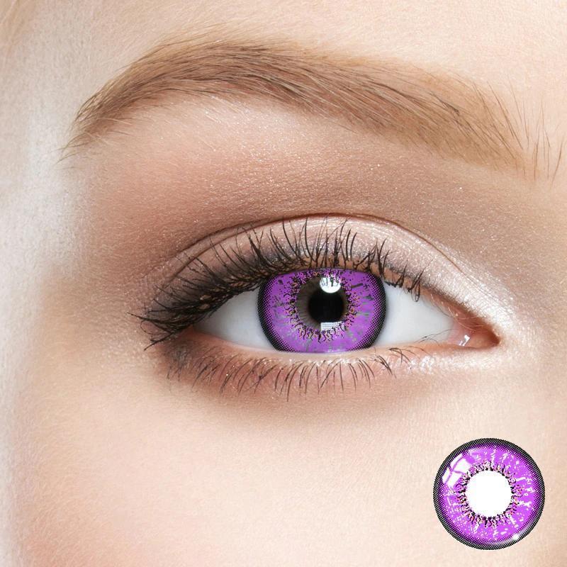 Цветные линзы для глаз фиолетовые violet + контейнер для хранения в ...