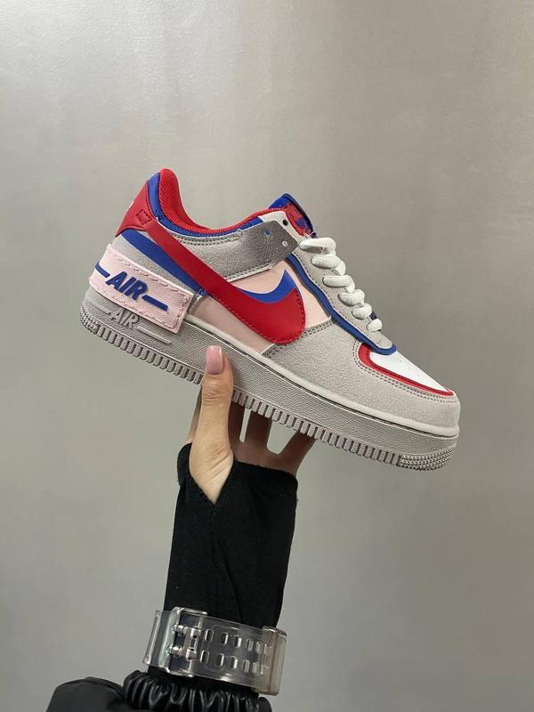 Nike air force 1s red and blue discount